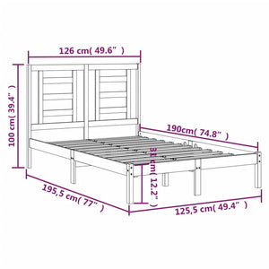 Πλαίσιο Κρεβατιού Γκρι 120x190 εκ. Μασίφ Ξύλο Small Double