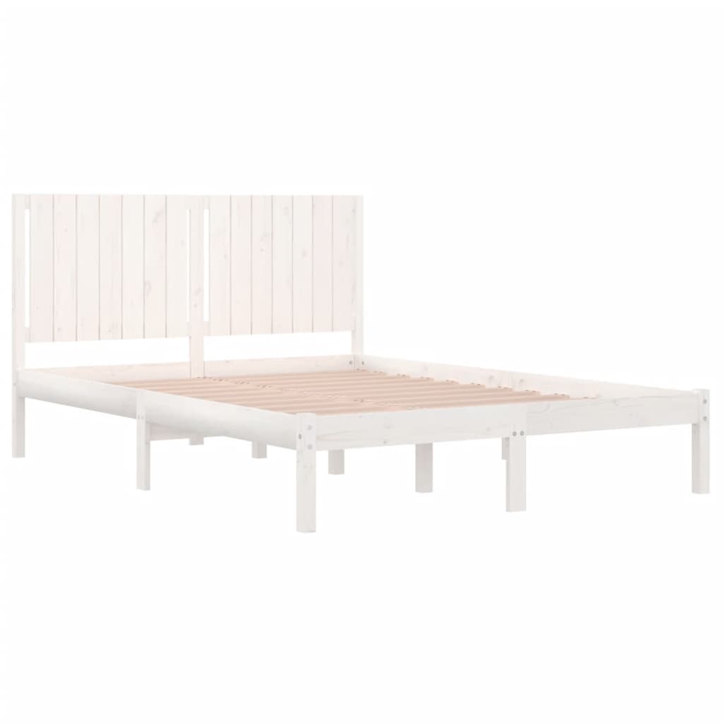 Πλαίσιο Κρεβατιού Λευκό 150 x 200 εκ. Μασίφ Ξύλο King Size