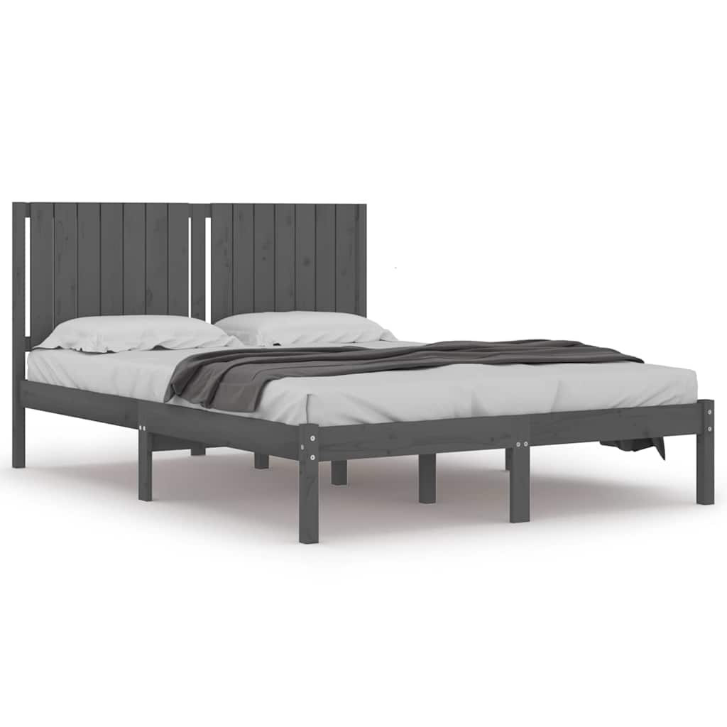 Πλαίσιο Κρεβατιού Γκρι 150 x 200 εκ. Μασίφ Ξύλο King Size