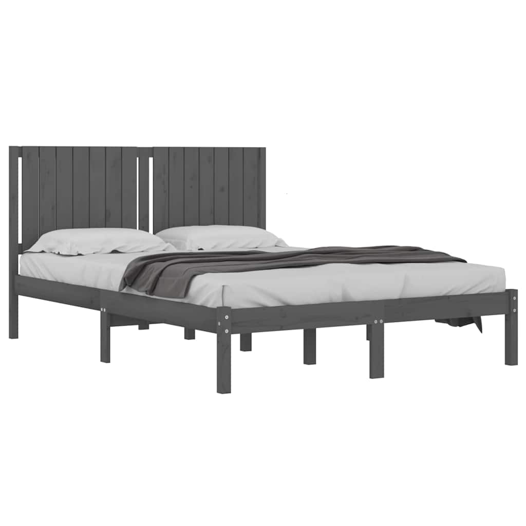 Πλαίσιο Κρεβατιού Γκρι 150 x 200 εκ. Μασίφ Ξύλο King Size
