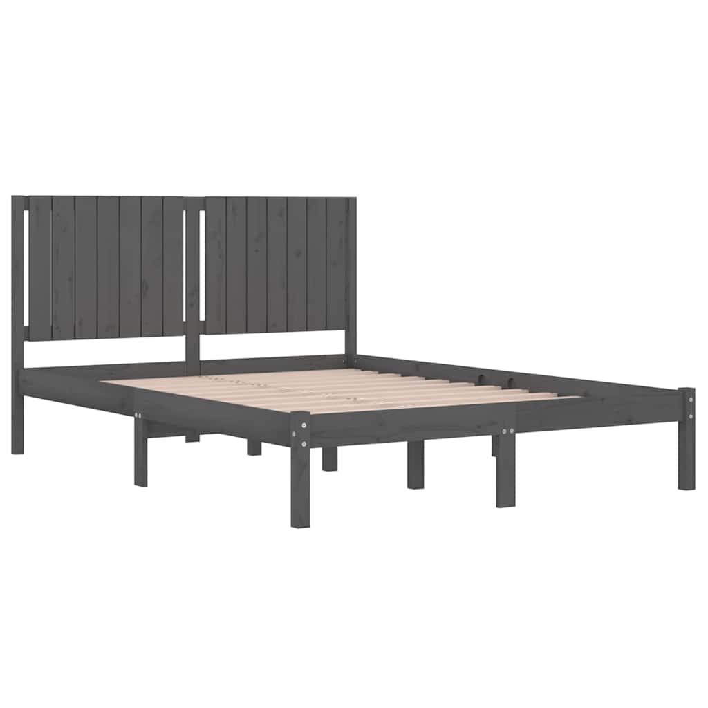 Πλαίσιο Κρεβατιού Γκρι 150 x 200 εκ. Μασίφ Ξύλο King Size
