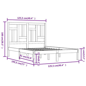 Πλαίσιο Κρεβατιού Μαύρο 120 x 190 εκ. Μασίφ Ξύλο Small Double
