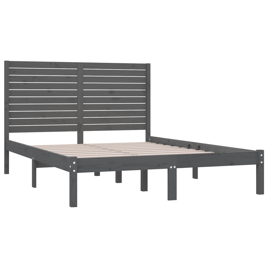Πλαίσιο Κρεβατιού Γκρι 150 x 200 εκ. Μασίφ Ξύλο King Size