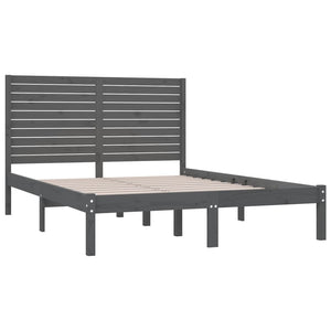 Πλαίσιο Κρεβατιού Γκρι 150 x 200 εκ. Μασίφ Ξύλο King Size
