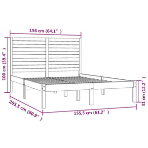 Πλαίσιο Κρεβατιού Γκρι 150 x 200 εκ. Μασίφ Ξύλο King Size