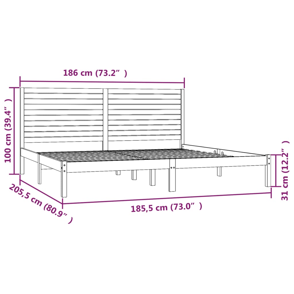 Πλαίσιο Κρεβατιού 180 x 200 εκ. Μασίφ Ξύλο Super King Size - PAKOBAZAAR