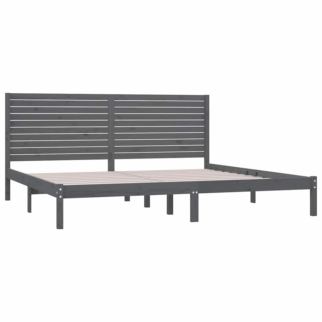 Πλαίσιο Κρεβατιού Γκρι 180 x 200 εκ Ξύλο Πεύκου Super King - Pakobazaar