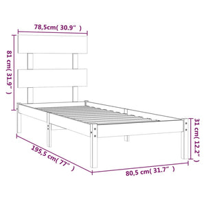 Πλαίσιο Κρεβατιού 75 x 190 εκ. από Μασίφ Ξύλο Small Single - PAKOBAZAAR
