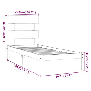 Πλαίσιο Κρεβατιού Μελί 75x190 εκ. Ξύλο Πεύκου Small Single - Pakobazaar
