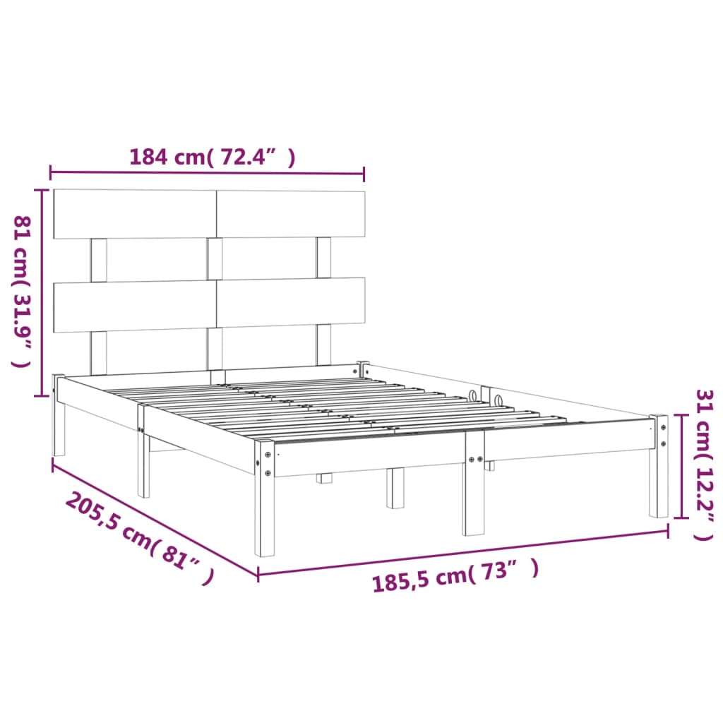 Πλαίσιο Κρεβατιού Μελί 180 x 200 εκ. Μασίφ Ξύλο Super King