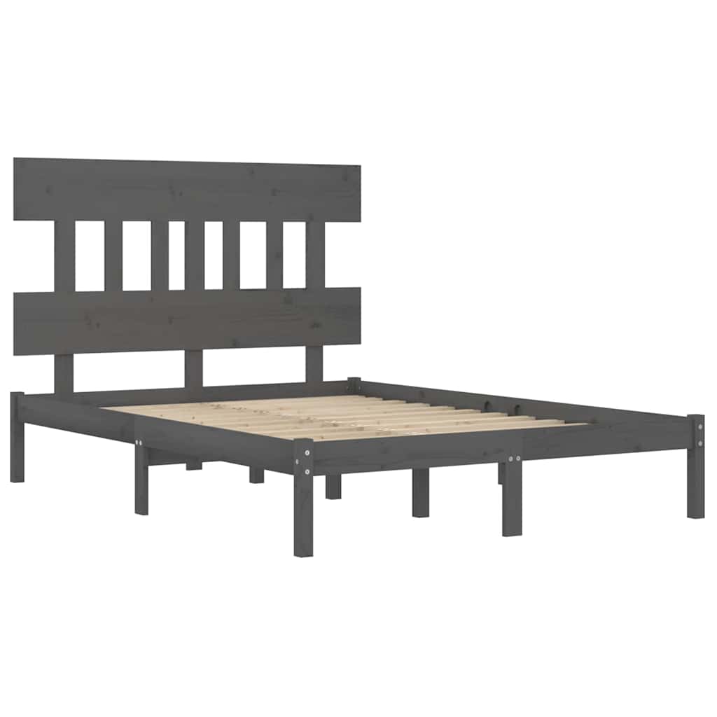 Πλαίσιο Κρεβατιού Γκρι 150 x 200 εκ. Μασίφ Ξύλο King Size