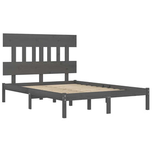 Πλαίσιο Κρεβατιού Γκρι 150 x 200 εκ. Μασίφ Ξύλο King Size