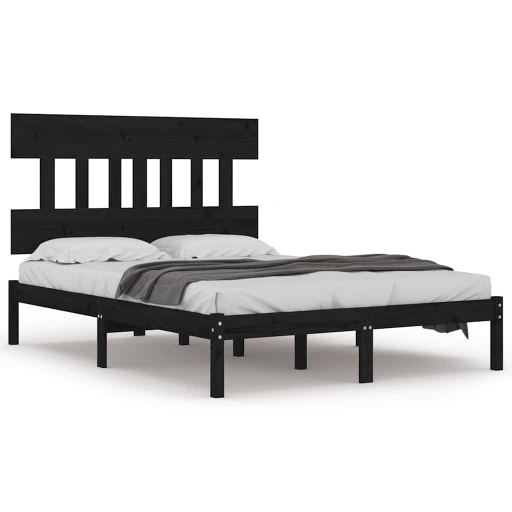 Πλαίσιο Κρεβατιού Μαύρο 150 x 200 εκ. Μασίφ Ξύλο King Size