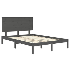 Πλαίσιο Κρεβατιού Γκρι 120x190 εκ. Μασίφ Ξύλο Small Double