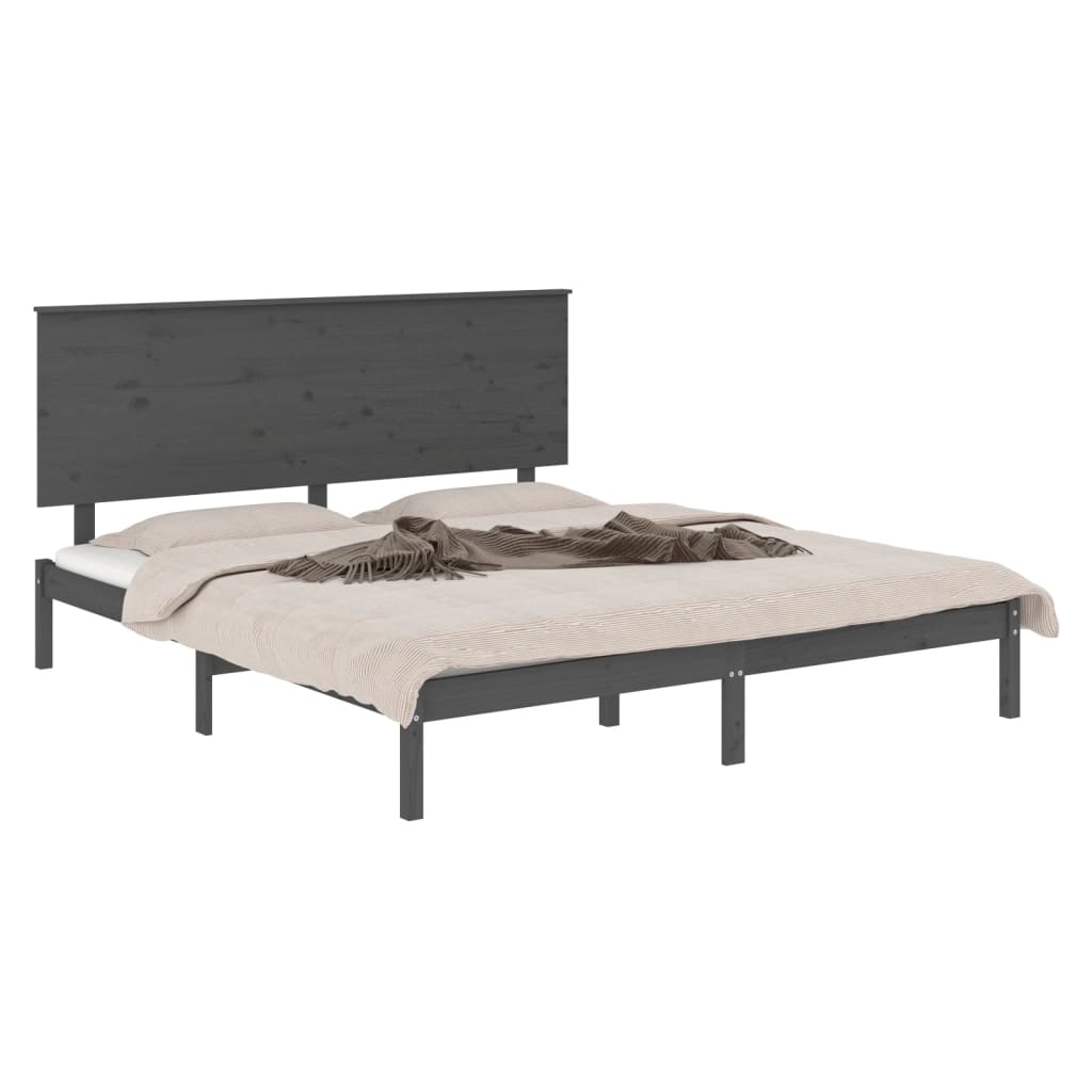 Πλαίσιο Κρεβατιού Γκρι 150 x 200 εκ. Μασίφ Ξύλο King Size