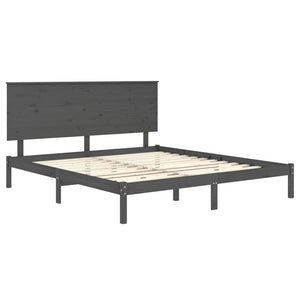 Πλαίσιο Κρεβατιού Γκρι 150 x 200 εκ. Μασίφ Ξύλο King Size