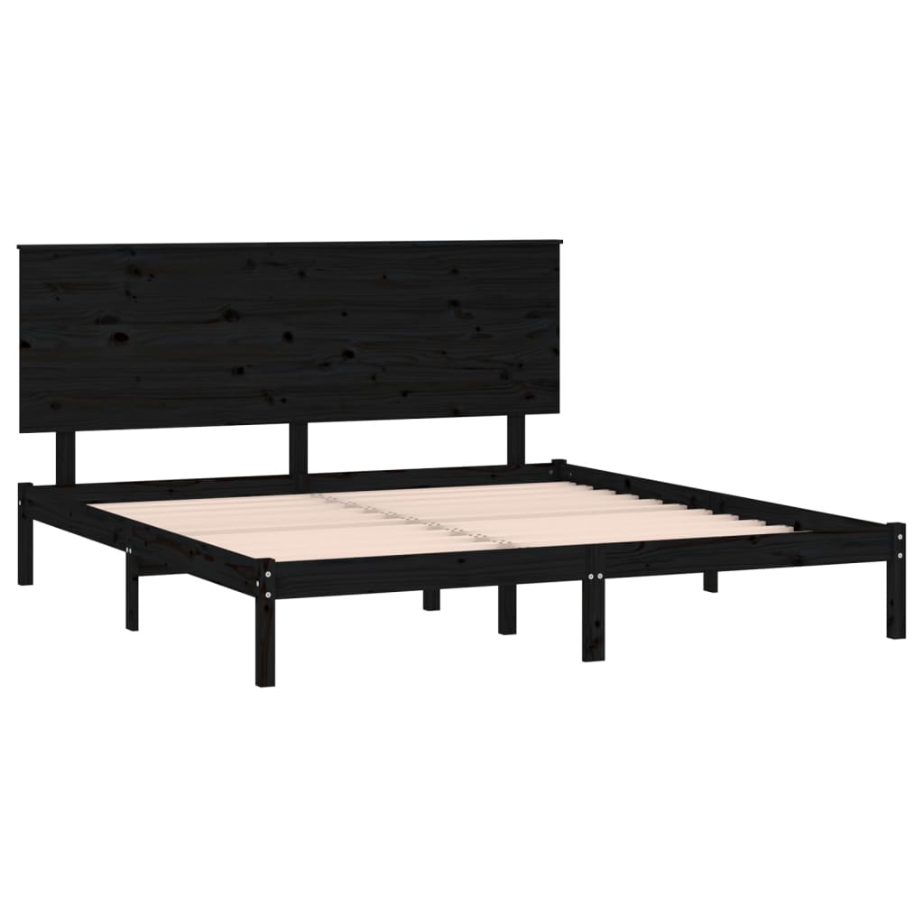 Πλαίσιο Κρεβατιού Μαύρο 150 x 200 εκ. Μασίφ Ξύλο King Size