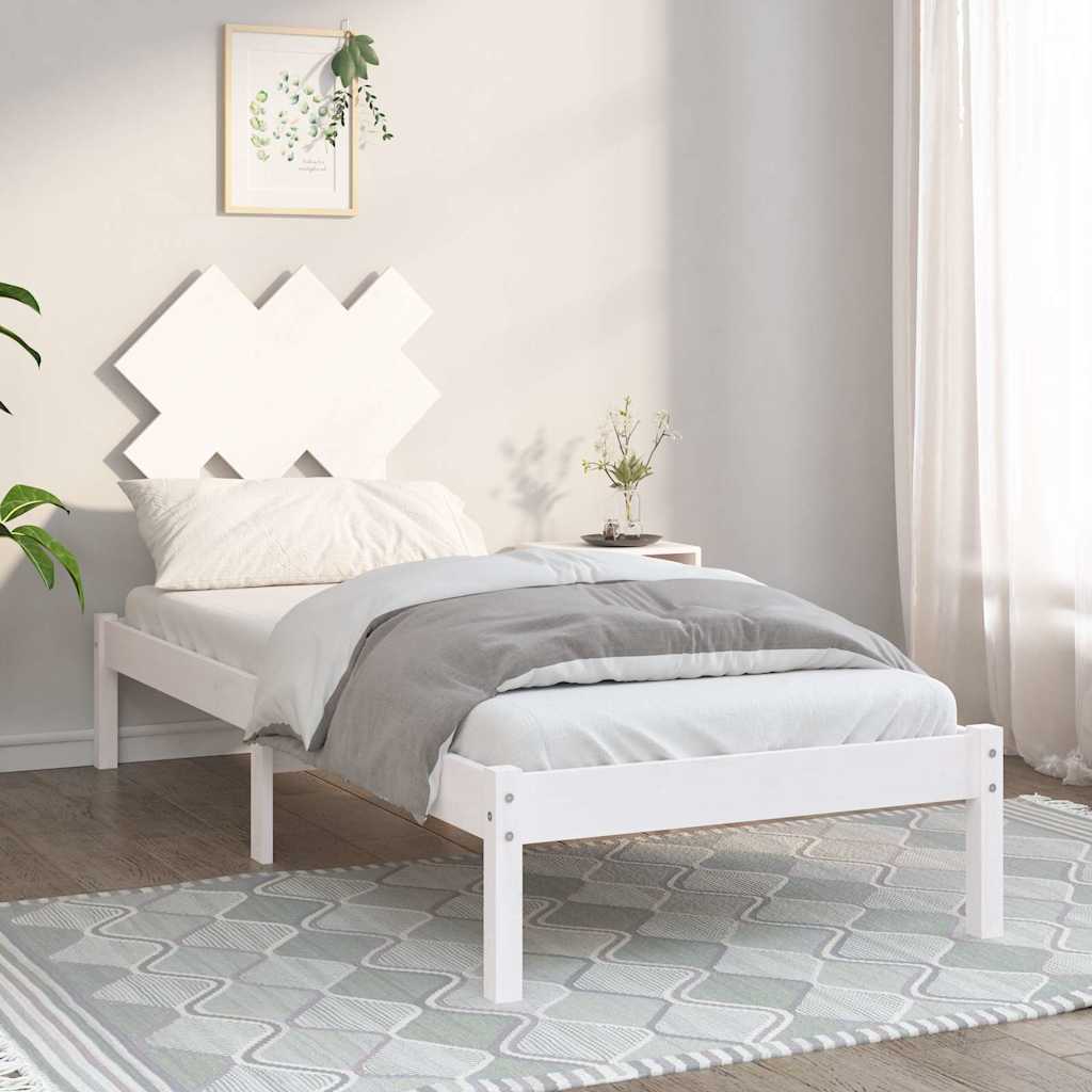Πλαίσιο Κρεβατιού Λευκό 75x190 εκ. Μασίφ Ξύλο Small Single