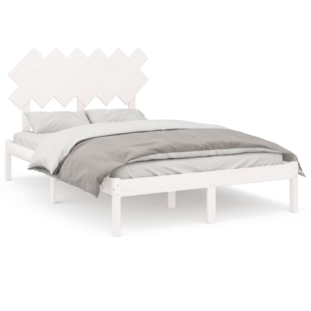 Πλαίσιο Κρεβατιού Λευκό 120x190 εκ. Μασίφ Ξύλο Small Double - Pakobazaar