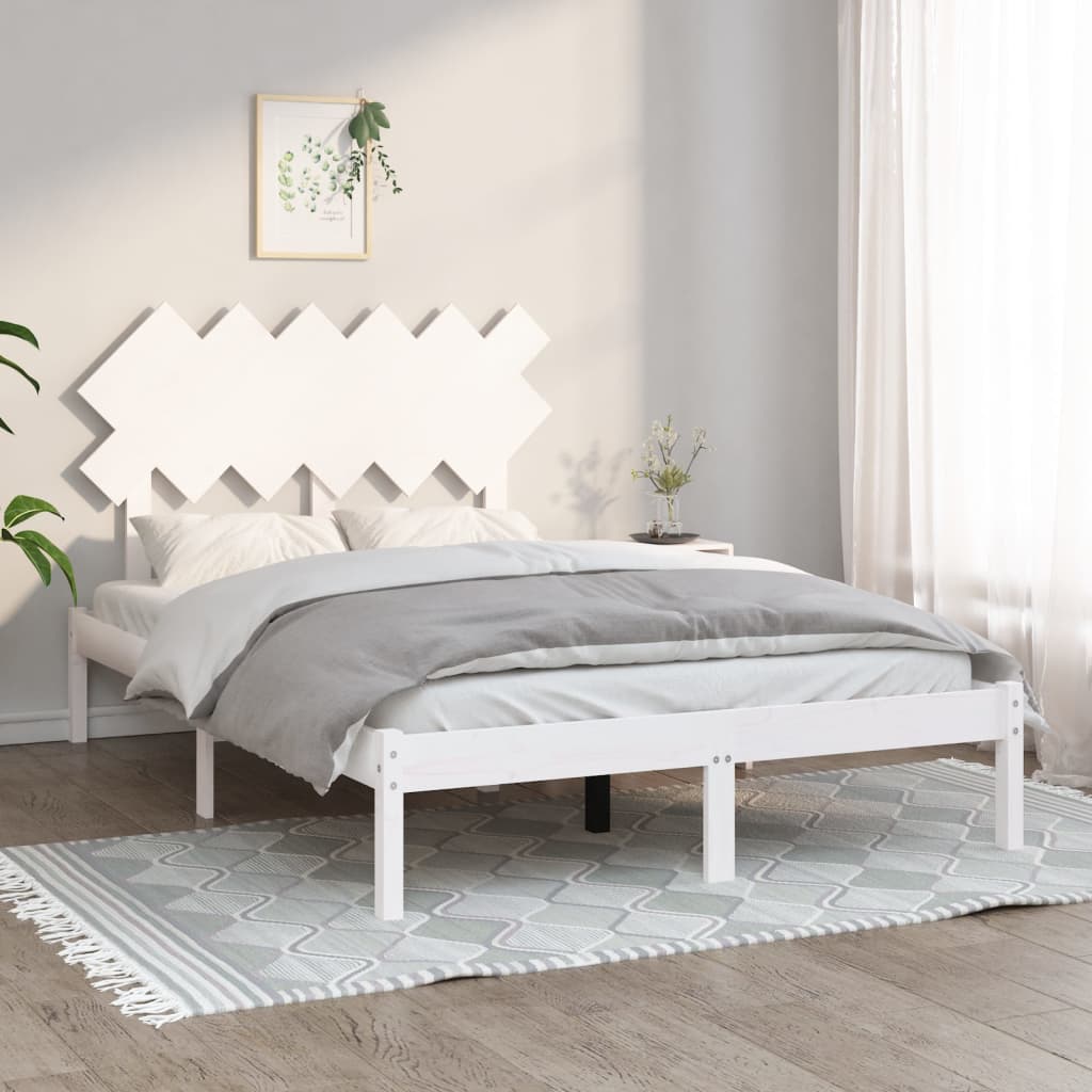 Πλαίσιο Κρεβατιού Λευκό 120x190 εκ. Μασίφ Ξύλο Small Double - Pakobazaar