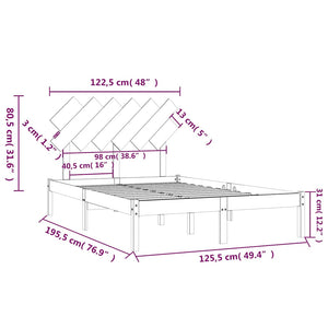 Πλαίσιο Κρεβατιού Γκρι 120x190 εκ. Μασίφ Ξύλο Small Double - Pakobazaar