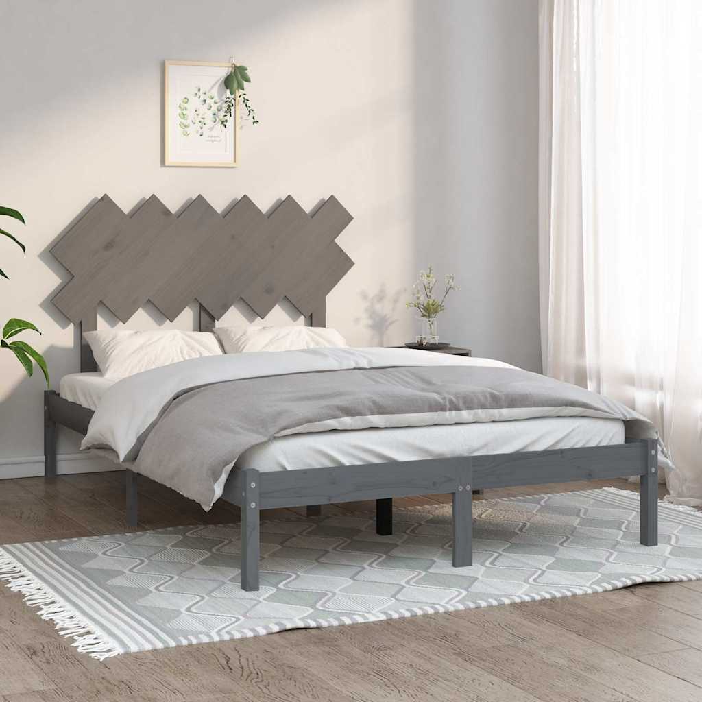 Πλαίσιο Κρεβατιού Γκρι 120x190 εκ. Μασίφ Ξύλο Small Double - Pakobazaar