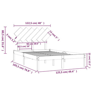 Πλαίσιο Κρεβατιού Μαύρο 120 x 190 εκ. Μασίφ Ξύλο Small Double