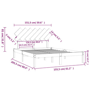 Πλαίσιο Κρεβατιού Λευκό 150 x 200 εκ. Μασίφ Ξύλο King Size - Pakobazaar