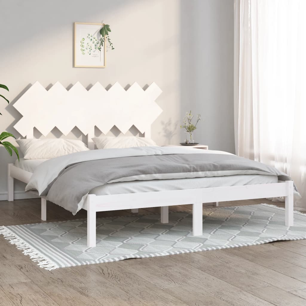 Πλαίσιο Κρεβατιού Λευκό 150 x 200 εκ. Μασίφ Ξύλο King Size