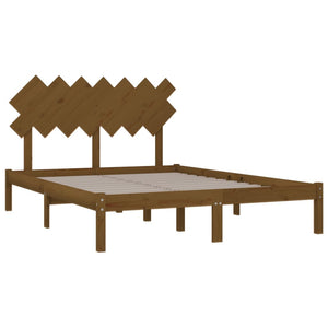 Σκελετός κρεβατιού Honey Brown 150x200 cm King Size Μασίφ Ξύλο - Pakobazaar