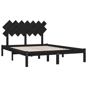 Πλαίσιο Κρεβατιού Μαύρο 150 x 200 εκ. Μασίφ Ξύλο King Size