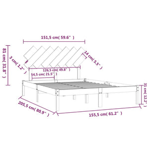 Πλαίσιο Κρεβατιού Μαύρο 150 x 200 εκ. Μασίφ Ξύλο King Size