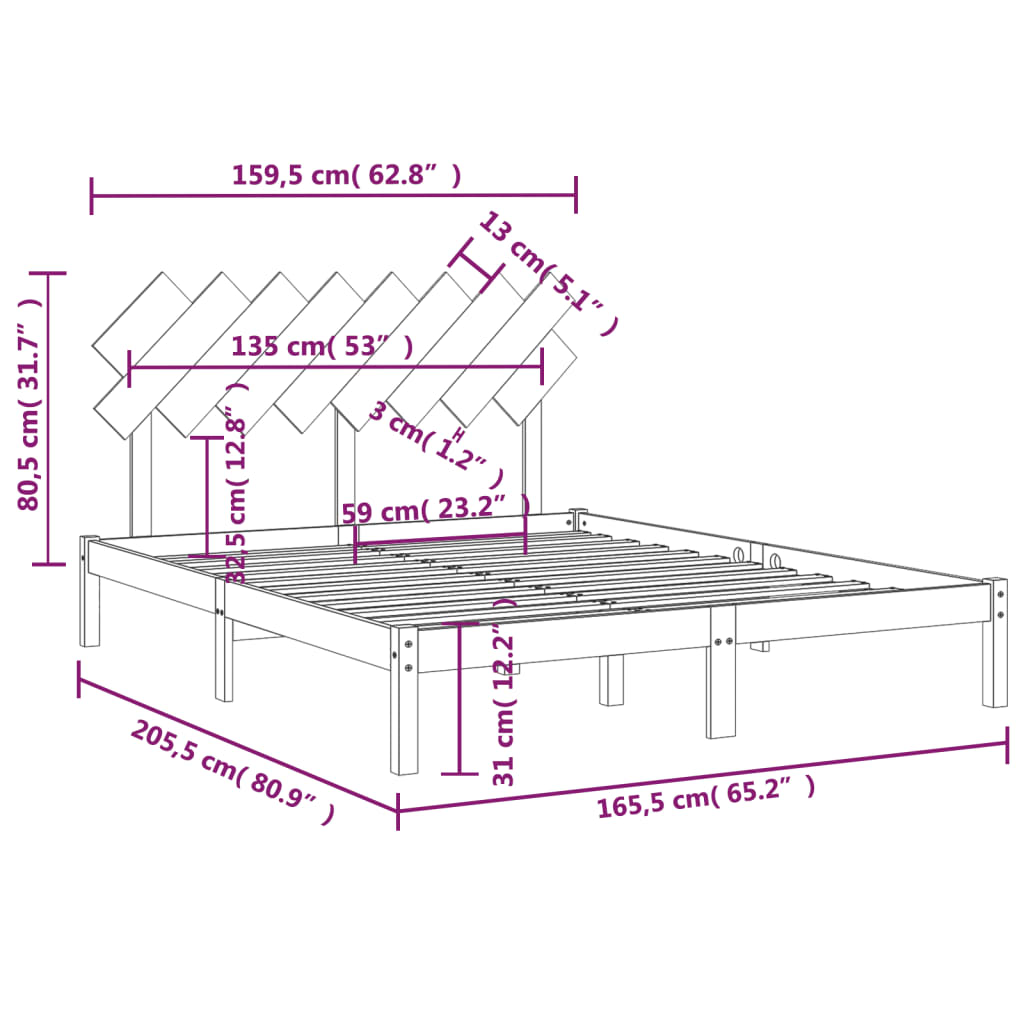Πλαίσιο Κρεβατιού 160 x 200 εκ. από Μασίφ Ξύλο - PAKOBAZAAR