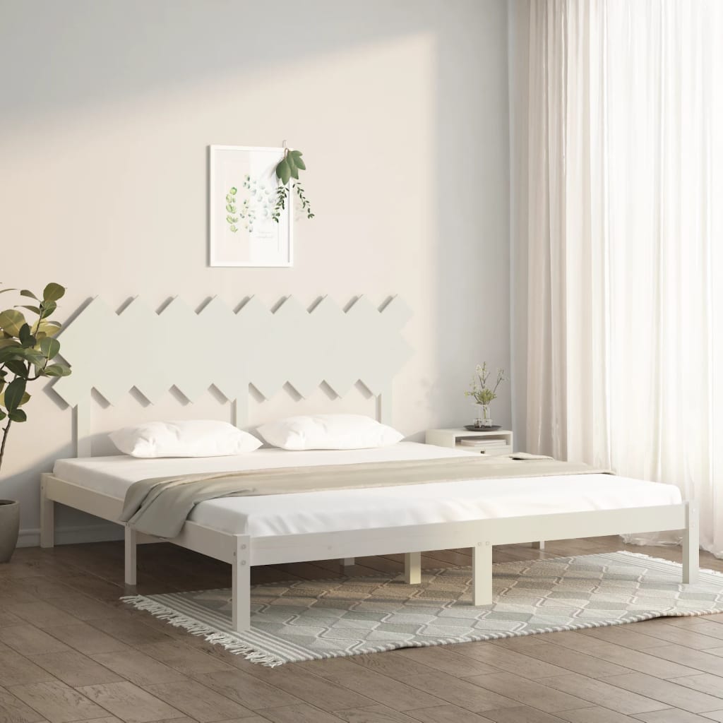 Πλαίσιο Κρεβατιού Λευκό 180 x 200 εκ. Μασίφ Ξύλο Super King - PAKOBAZAAR