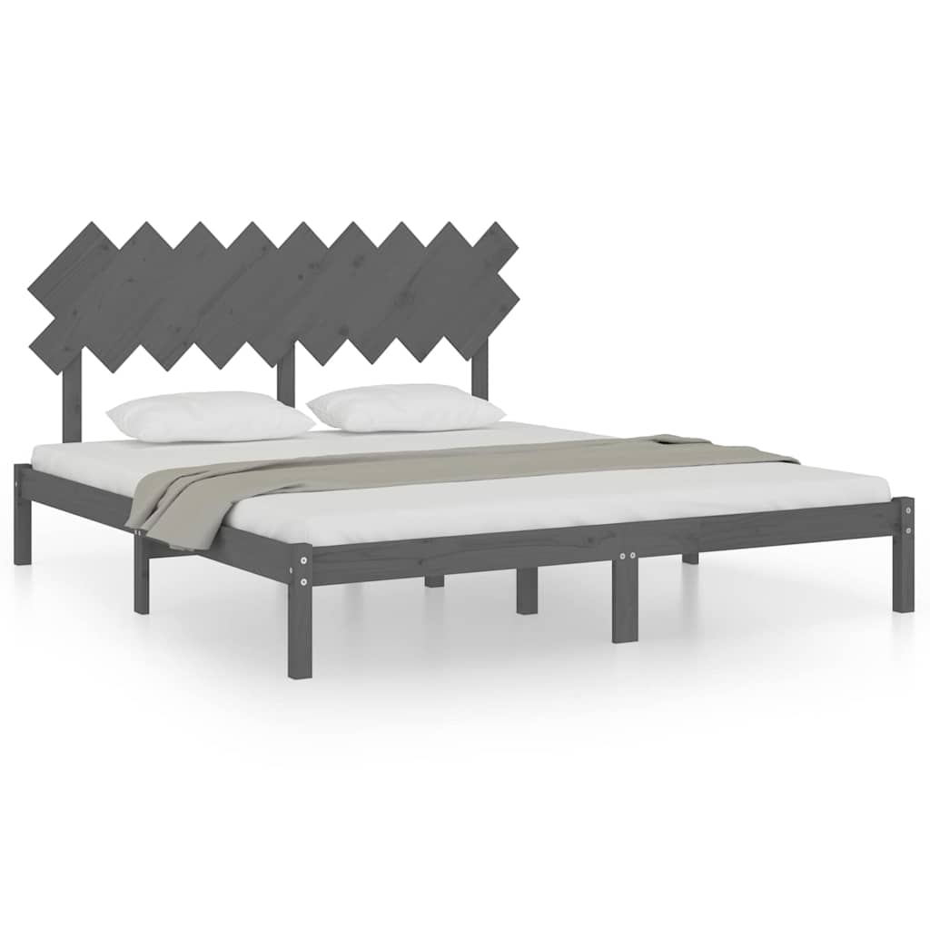 Πλαίσιο Κρεβατιού Γκρι 180 x 200 εκ Ξύλο Πεύκου Super King