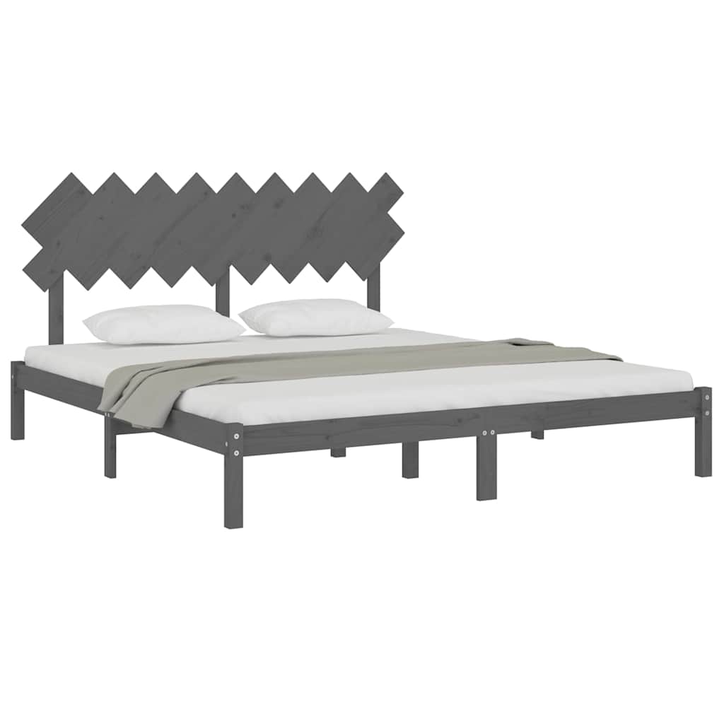 Πλαίσιο Κρεβατιού Γκρι 180 x 200 εκ Ξύλο Πεύκου Super King