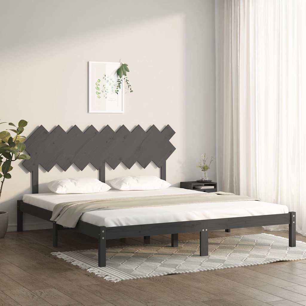 Πλαίσιο Κρεβατιού Γκρι 180 x 200 εκ Ξύλο Πεύκου Super King