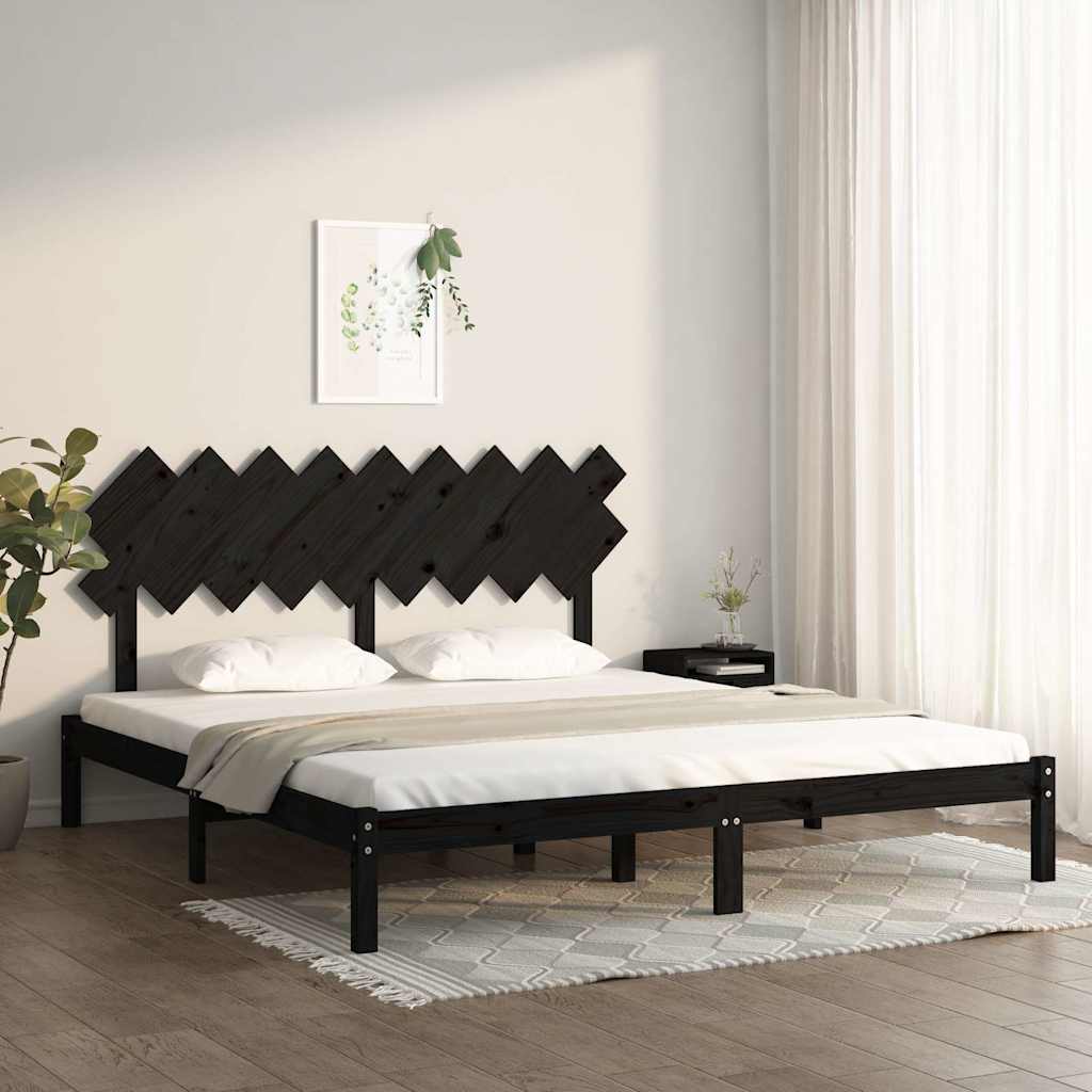 Πλαίσιο Κρεβατιού Μαύρο 180 x 200 εκ Ξύλο Πεύκου Super King - Pakobazaar