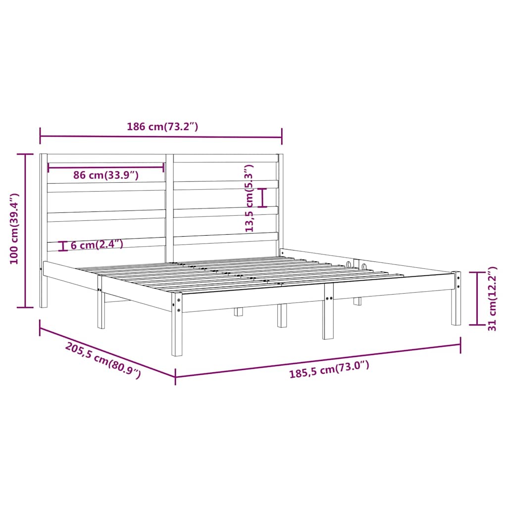 Πλαίσιο Κρεβατιού Μελί 180 x 200 εκ. Μασίφ Ξύλο Super King