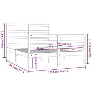 Πλαίσιο Κρεβατιού Γκρι 120 x 190 εκ. Μασίφ Πεύκο Small Double