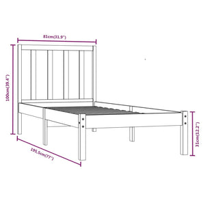 Σκελετός Κρεβατιού Χωρίς Στρώμα 75x190 εκ Μασίφ Ξύλο Πεύκου - PAKOBAZAAR