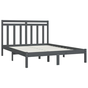 Πλαίσιο Κρεβατιού Γκρι 150 x 200 εκ. Μασίφ Ξύλο King Size