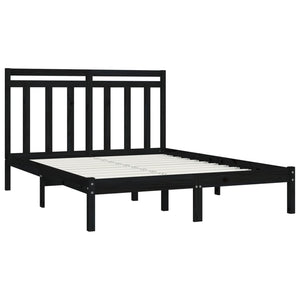 Πλαίσιο Κρεβατιού Μαύρο 150 x 200 εκ. Μασίφ Ξύλο King Size - PAKOBAZAAR