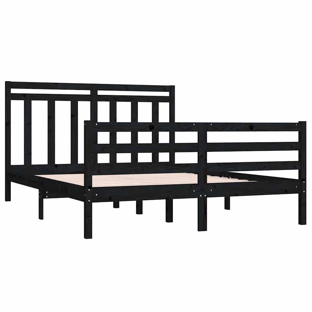 Πλαίσιο Κρεβατιού Μαύρο 120 x 190 εκ. Μασίφ Ξύλο Small Double