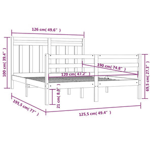 Πλαίσιο Κρεβατιού Μαύρο 120 x 190 εκ. Μασίφ Ξύλο Small Double