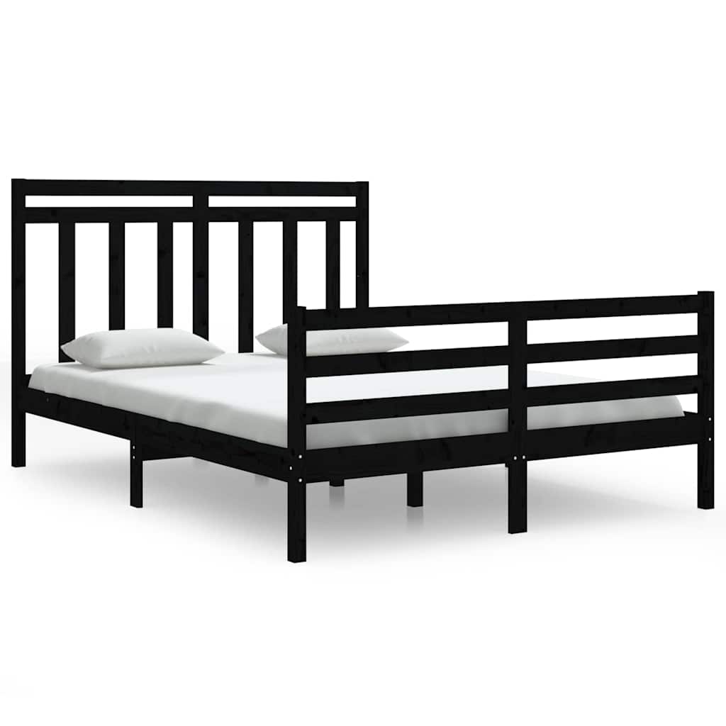 Πλαίσιο Κρεβατιού Μαύρο 150 x 200 εκ. Μασίφ Ξύλο King Size