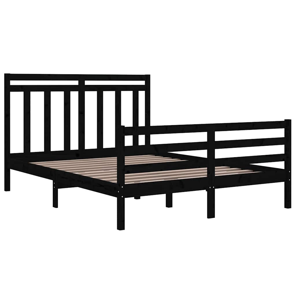 Πλαίσιο Κρεβατιού Μαύρο 150 x 200 εκ. Μασίφ Ξύλο King Size