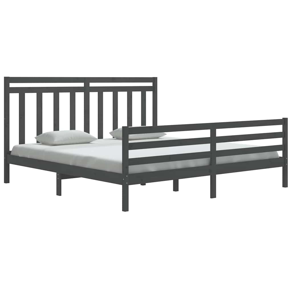 Πλαίσιο Κρεβατιού Γκρι 180 x 200 εκ Ξύλο Πεύκου Super King