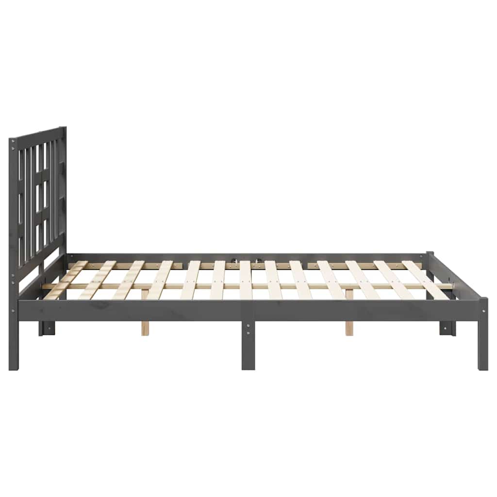 Πλαίσιο Κρεβατιού Γκρι 150 x 200 εκ. Μασίφ Ξύλο King Size