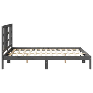Πλαίσιο Κρεβατιού Γκρι 150 x 200 εκ. Μασίφ Ξύλο King Size